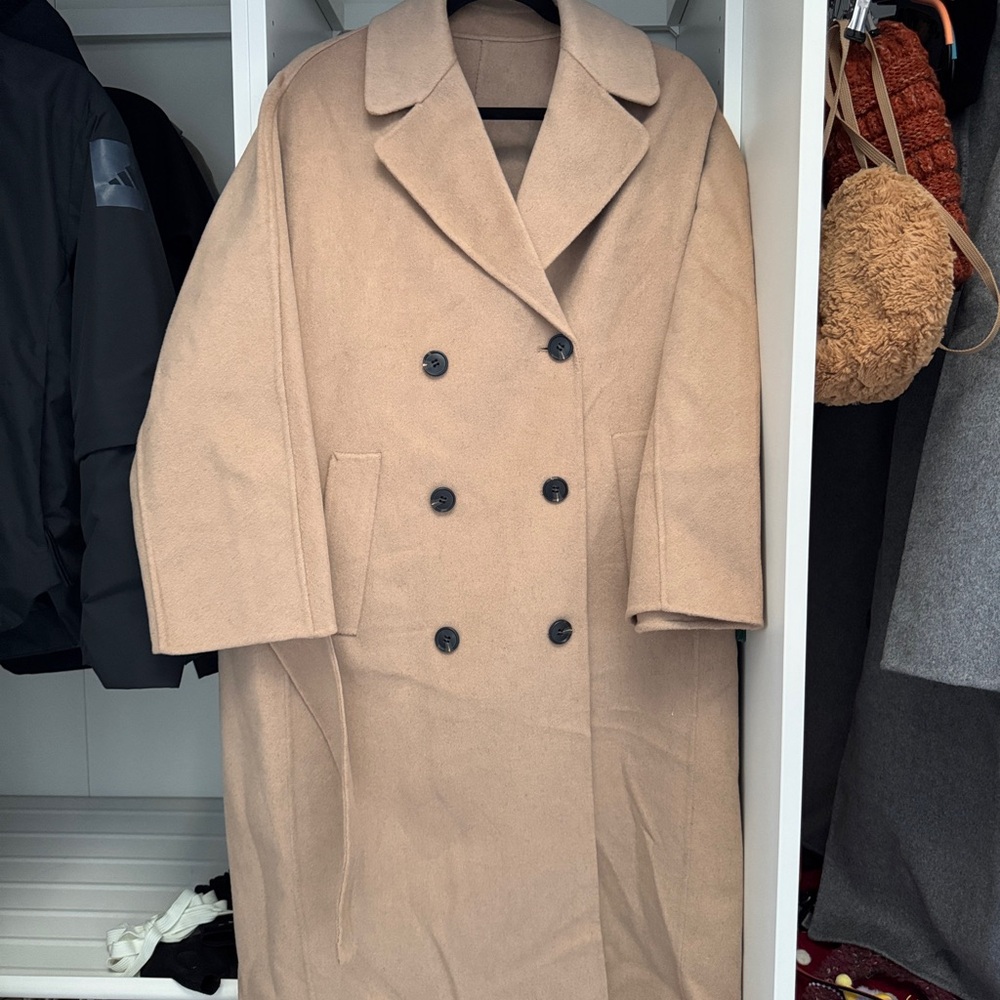 Women's Tan Double-Breasted Coat